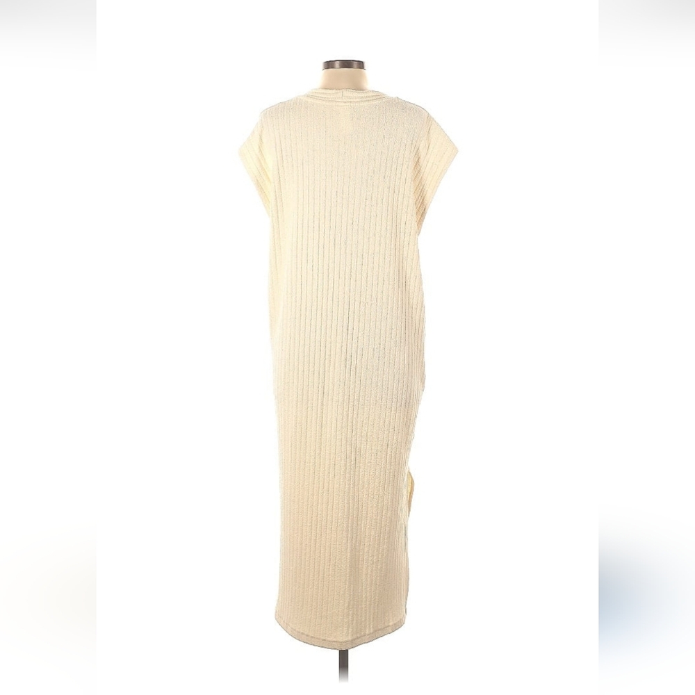 Cream Ribbed Maxi Dress - Picture 2 of 3